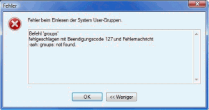 WinSCP Fehler beim Einlesen der System User Gruppen